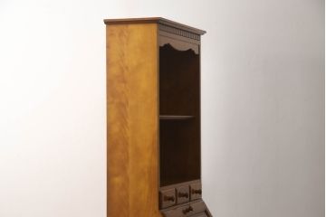 中古　横浜クラシック家具　ダニエル(Daniel)　艶のある木肌と品のある佇まいが美しいビューローブックシェルフ(ブックケース、ライティングビューロー、飾り棚、収納棚、本棚、デスク、在宅ワーク、在宅用)(R-070912)