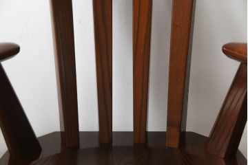 中古　高級品!!　岩手県認定伝統工芸品　南部箪笥　欅(ケヤキ)材　美術品のような佇まいが目を惹くスピンチェア4脚セット(回転椅子、板座チェア、アームチェア、ダイニングチェア、椅子、イス)(定価1脚約12万円)(R-070917)