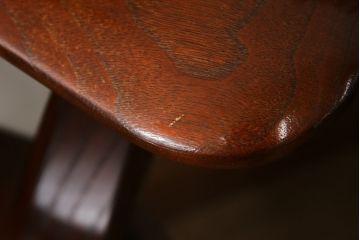 中古　高級品!!　岩手県認定伝統工芸品　南部箪笥　欅(ケヤキ)材　美術品のような佇まいが目を惹くスピンチェア4脚セット(回転椅子、板座チェア、アームチェア、ダイニングチェア、椅子、イス)(定価1脚約12万円)(R-070917)