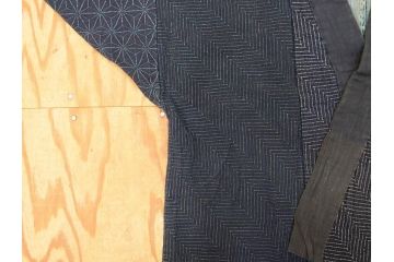 江戸〜明治期　時代物　刺子　野良着(半纏、刺し子、鉄砲袖、古布、藍染、ジャパンビンテージ、ヴィンテージ、古着物)(R-070925)