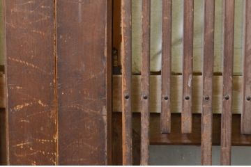 アンティーク建具　上品な佇まいが魅力の裏障子付き格子戸4枚セット(引き戸、障子戸、ガラス帯戸)(R-070927)