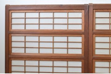 アンティーク建具　上品な佇まいが魅力の裏障子付き格子戸4枚セット(引き戸、障子戸、ガラス帯戸)(R-070927)