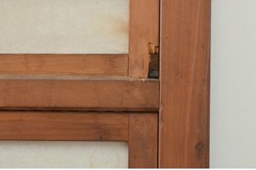 アンティーク建具　上品な佇まいが魅力の裏障子付き格子戸4枚セット(引き戸、障子戸、ガラス帯戸)(R-070927)