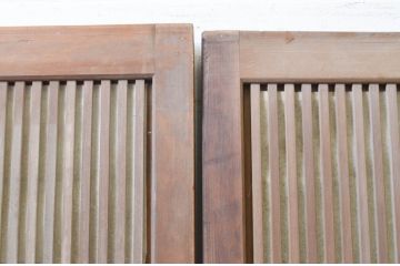 アンティーク建具　どこか懐かしい雰囲気を醸し出す裏障子付き格子戸4枚セット(引き戸、障子戸、ガラス帯戸)(R-070928)