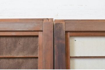 アンティーク建具　どこか懐かしい雰囲気を醸し出す裏障子付き格子戸4枚セット(引き戸、障子戸、ガラス帯戸)(R-070928)