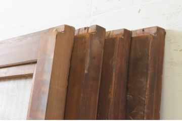 アンティーク建具　どこか懐かしい雰囲気を醸し出す裏障子付き格子戸4枚セット(引き戸、障子戸、ガラス帯戸)(R-070928)