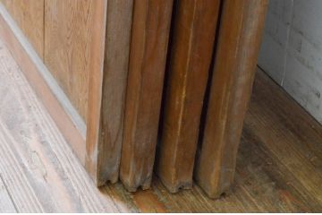 アンティーク建具　どこか懐かしい雰囲気を醸し出す裏障子付き格子戸4枚セット(引き戸、障子戸、ガラス帯戸)(R-070928)