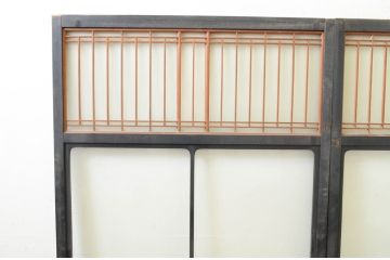 アンティーク建具　富山産　漆塗り　和モダンな空間作りにおすすめの上質な幅広ガラス戸2枚セット(引き戸、ガラス戸)(R-070931)