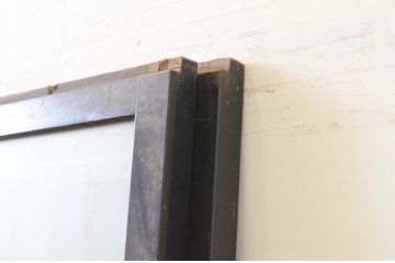 アンティーク建具　富山産　漆塗り　和モダンな空間作りにおすすめの上質な幅広ガラス戸2枚セット(引き戸、ガラス戸)(R-070931)