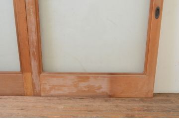 ビンテージ建具　大判　シンプルなデザインが取り入れやすい上質な幅広ガラス戸2枚セット(引き戸、ヴィンテージ)(R-070932)