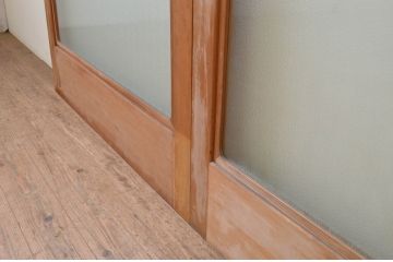 ビンテージ建具　大判　シンプルなデザインが取り入れやすい上質な幅広ガラス戸2枚セット(引き戸、ヴィンテージ)(R-070932)
