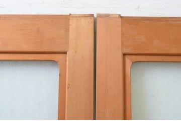 ビンテージ建具　大判　シンプルなデザインが取り入れやすい上質な幅広ガラス戸2枚セット(引き戸、ヴィンテージ)(R-070932)