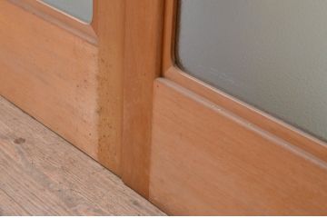 ビンテージ建具　大判　シンプルなデザインが取り入れやすい上質な幅広ガラス戸2枚セット(引き戸、ヴィンテージ)(R-070932)