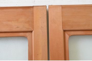 ビンテージ建具　シンプルなデザインが取り入れやすい上質な大判ガラス戸2枚セット(引き戸、ヴィンテージ)(R-070933)