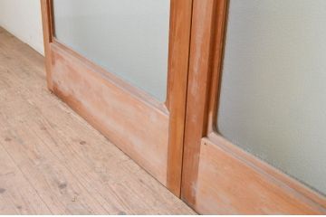 ビンテージ建具　シンプルなデザインが取り入れやすい上質な大判ガラス戸2枚セット(引き戸、ヴィンテージ)(R-070933)