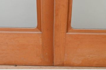 ビンテージ建具　シンプルなデザインが取り入れやすい上質な大判ガラス戸2枚セット(引き戸、ヴィンテージ)(R-070933)