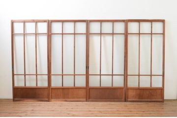 アンティーク建具　どこか懐かしい雰囲気漂うガラス戸4枚セット(引き戸)(R-070934)