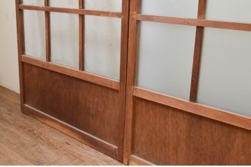 アンティーク建具　どこか懐かしい雰囲気漂うガラス戸4枚セット(引き戸)(R-070934)