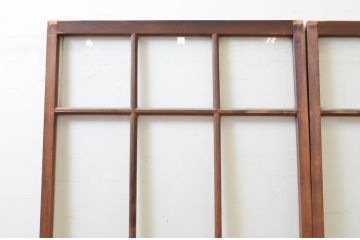 アンティーク建具　レトロな雰囲気漂うガラス戸2枚セット(引き戸)(R-070935)