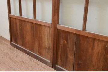 アンティーク建具　レトロな雰囲気漂うガラス戸2枚セット(引き戸)(R-070935)