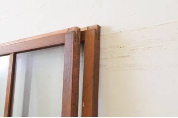 アンティーク建具　レトロな雰囲気漂うガラス戸2枚セット(引き戸)(R-070935)