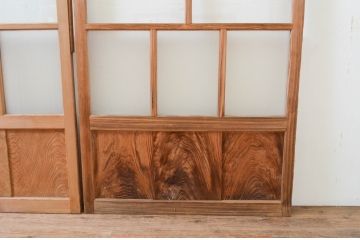 アンティーク建具　大正ロマンの雰囲気漂うガラス戸2枚セット(引き戸)(R-070940)