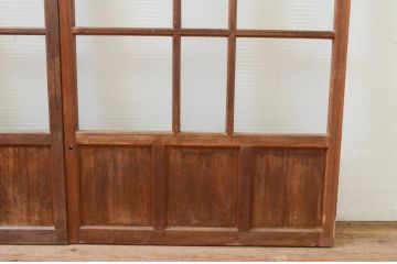アンティーク建具　大正ロマン　懐かしい雰囲気漂うガラス戸2枚セット(引き戸)(R-070941)