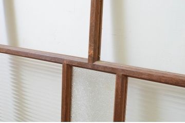 アンティーク建具　大正ロマン　懐かしい雰囲気漂うガラス戸2枚セット(引き戸)(R-070941)