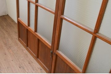 アンティーク建具　大正ロマン　懐かしい雰囲気漂うガラス戸2枚セット(引き戸)(R-070941)