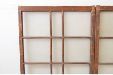 アンティーク建具　どこか懐かしい雰囲気漂うガラス戸2枚セット(引き戸)(R-070942)