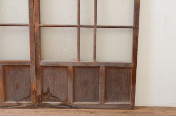 アンティーク建具　どこか懐かしい雰囲気漂うガラス戸2枚セット(引き戸)(R-070942)