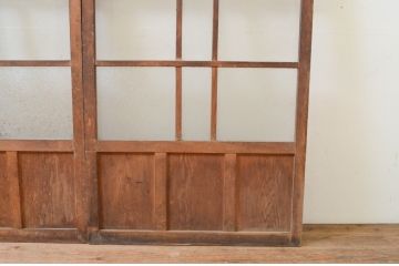 アンティーク建具　どこか懐かしい雰囲気漂うガラス戸2枚セット(引き戸)(R-070942)