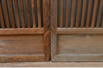 アンティーク建具　上手物!!　和モダンな空間づくりにおすすめの荒格子戸2枚セット(引き戸)(R-070944)