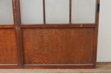 アンティーク建具　大正ロマン　ノスタルジックな雰囲気を醸し出すガラス戸2枚セット(引き戸)(R-070945)