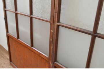 アンティーク建具　大正ロマン　ノスタルジックな雰囲気を醸し出すガラス戸2枚セット(引き戸)(R-070945)
