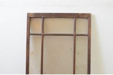 アンティーク建具　大正ロマン　古い木味が魅力のガラス扉1枚(木製扉、ドア)(R-070947)