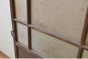 アンティーク建具　大正ロマン　古い木味が魅力のガラス扉1枚(木製扉、ドア)(R-070947)