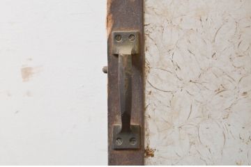 アンティーク建具　大正ロマン　古い木味が魅力のガラス扉1枚(木製扉、ドア)(R-070947)