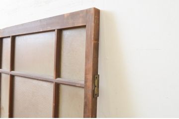 アンティーク建具　大正ロマン　古い木味が魅力のガラス扉1枚(木製扉、ドア)(R-070947)
