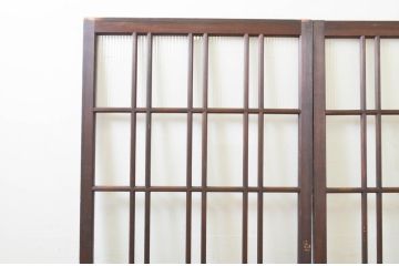 アンティーク建具　大正ロマン　和の空間を演出するガラス戸2枚セット(引き戸、格子戸)(R-070949)