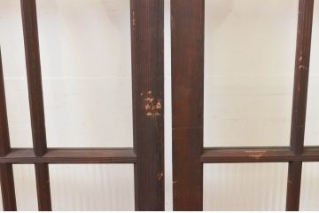 アンティーク建具　大正ロマン　和の空間を演出するガラス戸2枚セット(引き戸、格子戸)(R-070949)