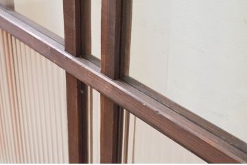 アンティーク建具　大正ロマン　和の空間を演出するガラス戸2枚セット(引き戸、格子戸)(R-070949)