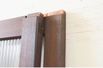 アンティーク建具　大正ロマン　和の空間を演出するガラス戸2枚セット(引き戸、格子戸)(R-070949)