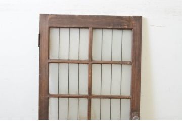 アンティーク建具　重厚感ある佇まいが目を惹く鉄格子入りガラスドア1枚(木製扉、玄関ドア)(R-070954)