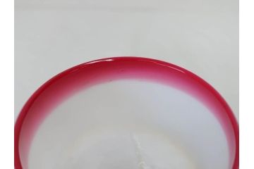明治〜大正期　当時物　棗型(なつめ形)　可愛らしい色合いがおしゃれな雰囲気溢れる三色氷コップ(ウランガラス、グラス、和ガラス、乳白ぼかし)(R-070956)