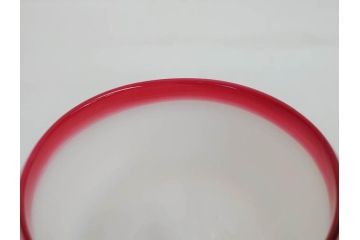明治〜大正期　当時物　棗型(なつめ形)　可愛らしい色合いがおしゃれな雰囲気溢れる三色氷コップ(ウランガラス、グラス、和ガラス、乳白ぼかし)(R-070957)