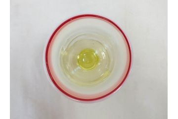 明治〜大正期　当時物　棗型(なつめ形)　可愛らしい色合いがおしゃれな雰囲気溢れる三色氷コップ(ウランガラス、グラス、和ガラス、乳白ぼかし)(R-070958)