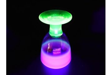 明治〜大正期　当時物　棗型(なつめ形)　可愛らしい色合いがおしゃれな雰囲気溢れる三色氷コップ(ウランガラス、グラス、和ガラス、乳白ぼかし)(R-070958)