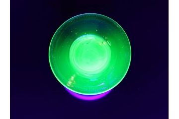 明治〜大正期　当時物　棗型(なつめ形)　可愛らしい色合いがおしゃれな雰囲気溢れる三色氷コップ(ウランガラス、グラス、和ガラス、乳白ぼかし)(R-070958)