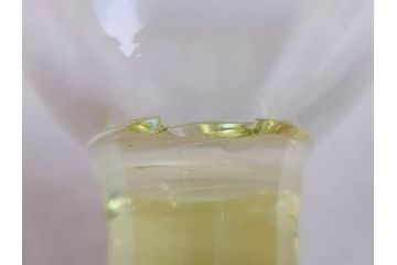 明治〜大正期　当時物　棗型(なつめ形)　可愛らしい色合いがおしゃれな雰囲気溢れる三色氷コップ(ウランガラス、グラス、和ガラス、乳白ぼかし)(R-070959)